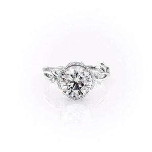 The Halo Twig Set  With A 1.5 Carat Round 18K White Gold Moissanite