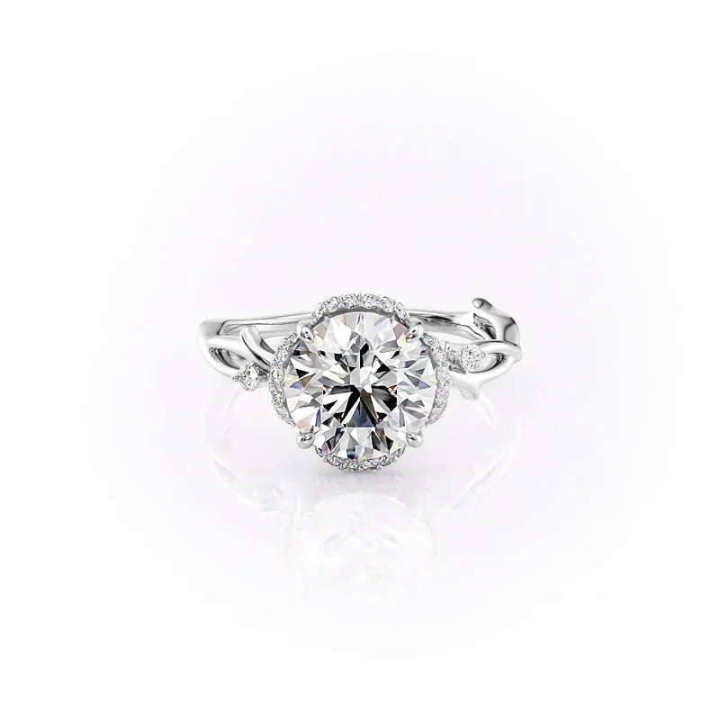The Halo Twig Set  With A 5 Carat Radiant 18K White Gold Moissanite