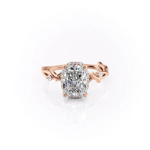 The Halo Twig Set With A 2 Carat Radiant 14K Rose Gold Lab Diamond