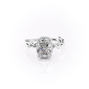 The Halo Twig Set With A 1 Carat Radiant 14K White Gold Lab Diamond