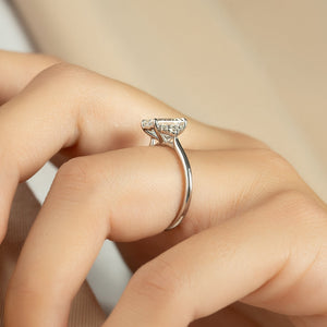 The Victoria Set  With A 2.5 Carat Emerald 14K White Gold Moissanite