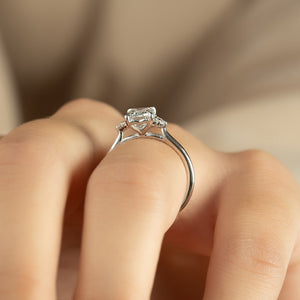 The Victoria Set  With A 2.5 Carat Emerald 14K White Gold Moissanite