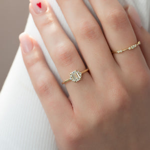 The Victoria Set  With A 2.5 Carat Emerald 14K Yellow Gold Moissanite