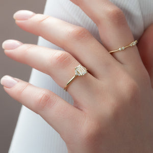 The Victoria Set  With A 2.5 Carat Emerald 14K Yellow Gold Moissanite