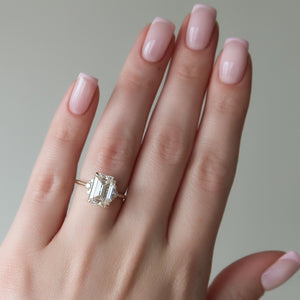 The Victoria Set  With A 2.5 Carat Emerald 14K Yellow Gold Moissanite