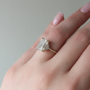 The Victoria Set  With A 2.5 Carat Emerald 14K Yellow Gold Moissanite