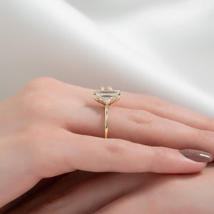The Victoria Set  With A 2.5 Carat Emerald 14K Yellow Gold Moissanite
