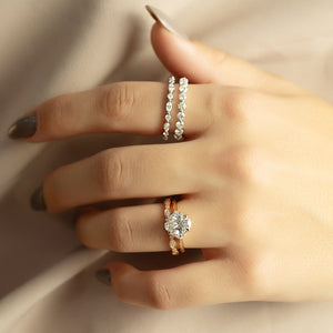 The Victoria Set  With A 2.5 Carat Oval 14K Rose Gold Moissanite