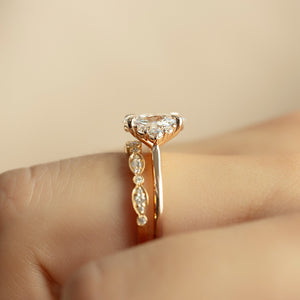 The Victoria Set  With A 2.5 Carat Oval 14K Rose Gold Moissanite