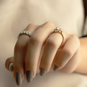 The Victoria Set  With A 2.5 Carat Oval 14K Rose Gold Moissanite