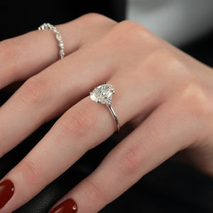 The Victoria Set  With A 2.5 Carat Oval 14K White Gold Moissanite