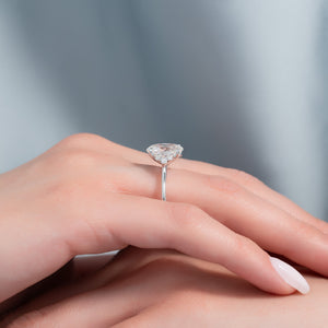 The Victoria Set  With A 2.5 Carat Oval 14K White Gold Moissanite
