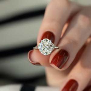 The Victoria Set  With A 2.5 Carat Oval 14K White Gold Moissanite