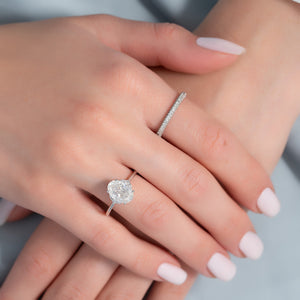 The Victoria Set  With A 2.5 Carat Oval 14K White Gold Moissanite