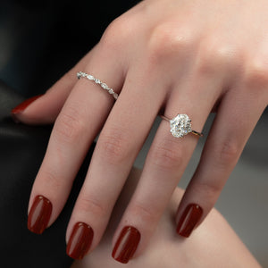 The Victoria Set  With A 2.5 Carat Oval 14K White Gold Moissanite