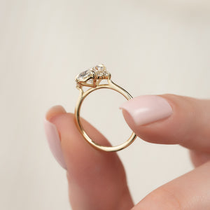 The Victoria Set  With A 2.5 Carat Oval 18K Yellow Gold Moissanite