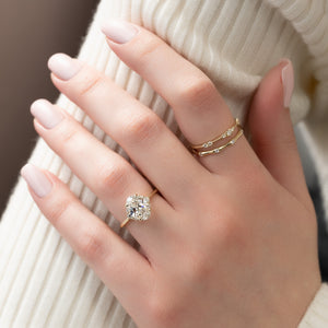 The Victoria Set  With A 2.5 Carat Oval 18K Yellow Gold Moissanite