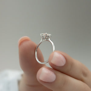 The Victoria Set  With A 2.5 Carat Princess 14K White Gold Moissanite