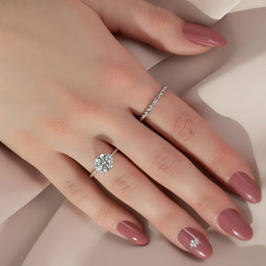 The Victoria Set  With A 1.5 Carat Round 14K White Gold Moissanite