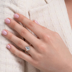 The Victoria Set  With A 2.5 Carat Pear 14K Rose Gold Moissanite