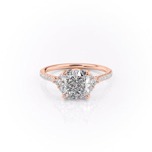 The Victoria Set With A 1.5 Carat Cushion 14K Rose Gold Lab Diamond