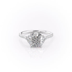 The Victoria Set  With A 5 Carat Cushion 14K White Gold Moissanite