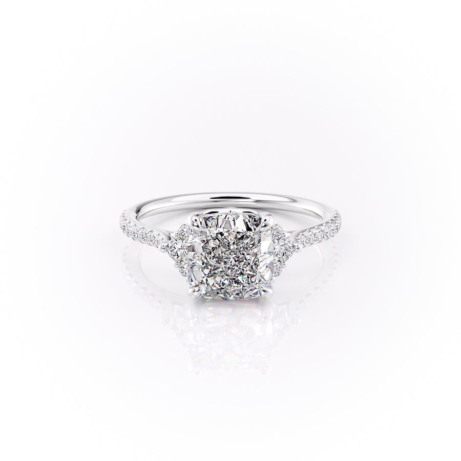 The Victoria Set With A 2.5 Carat Cushion 18K White Gold Lab Diamond
