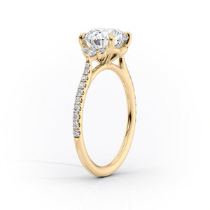 The Victoria Set With A 1 Carat Cushion 18K Yellow Gold Lab Diamond