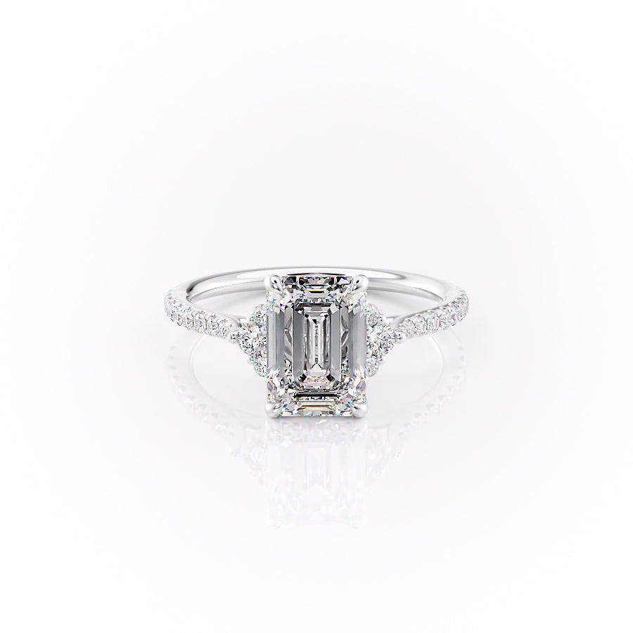The Victoria Set With A 1 Carat Emerald 14K White Gold Lab Diamond