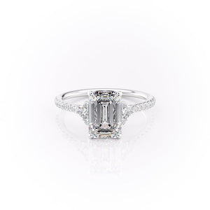 The Victoria Set With A 1 Carat Emerald 14K White Gold Lab Diamond