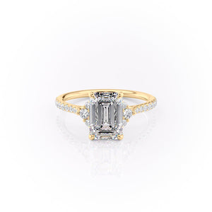 The Victoria Set With A 1.5 Carat Emerald 14K Yellow Gold Lab Diamond