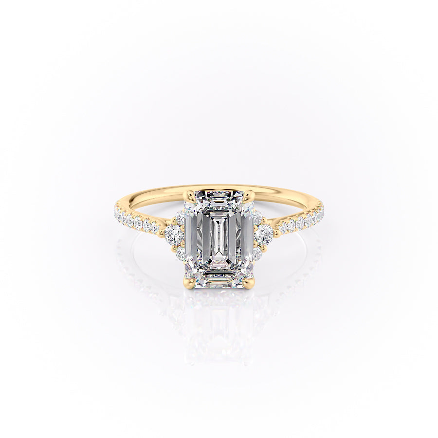 The Victoria Set With A 1.5 Carat Emerald 18K Yellow Gold Lab Diamond