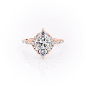 The Victoria Set With A 3 Carat Marquise 14K Rose Gold Lab Diamond