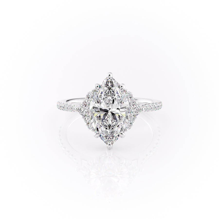 The Victoria Set With A 1 Carat Marquise 14K White Gold Lab Diamond