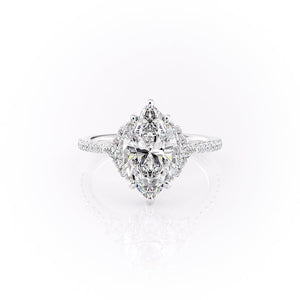 The Victoria Set  With A 4 Carat Marquise 14K White Gold Moissanite