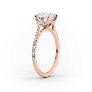 The Victoria Set  With A 2 Carat Oval 14K Rose Gold Moissanite