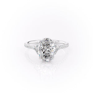 The Victoria Set  With A 2 Carat Oval 18K White Gold Moissanite