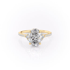 The Victoria Set  With A 3.5 Carat Oval 18K Yellow Gold Moissanite