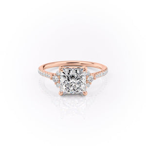 The Victoria Set With A 1 Carat Princess 14K Rose Gold Lab Diamond
