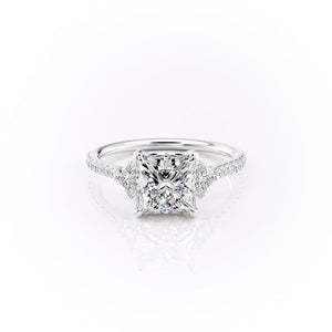 The Victoria Set  With A 5 Carat Princess 14K White Gold Moissanite