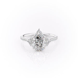 The Victoria Set With A 2.5 Carat Pear 14K White Gold Lab Diamond