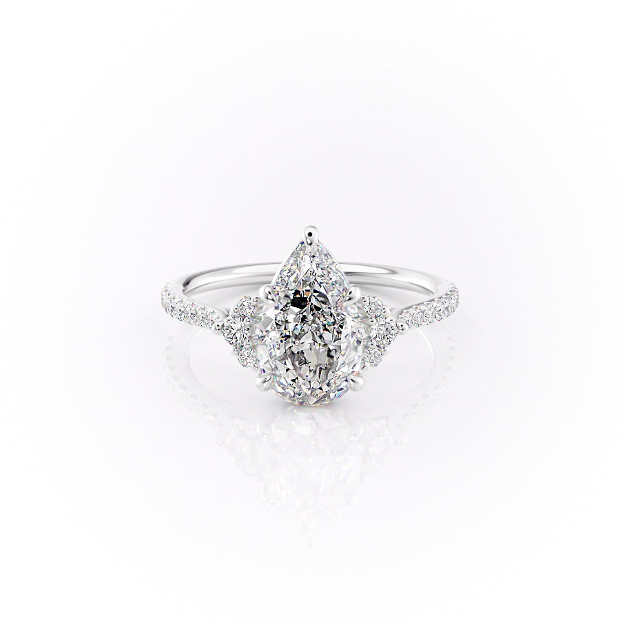 The Victoria Set With A 1.5 Carat Pear 18K White Gold Lab Diamond