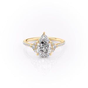 The Victoria Set With A 2.5 Carat Pear 18K Yellow Gold Lab Diamond