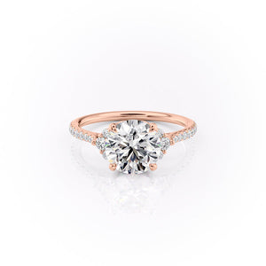The Victoria Set  With A 1.5 Carat Round 14K Rose Gold Moissanite