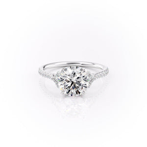 The Victoria Set With A 2.5 Carat Round 14K White Gold Lab Diamond