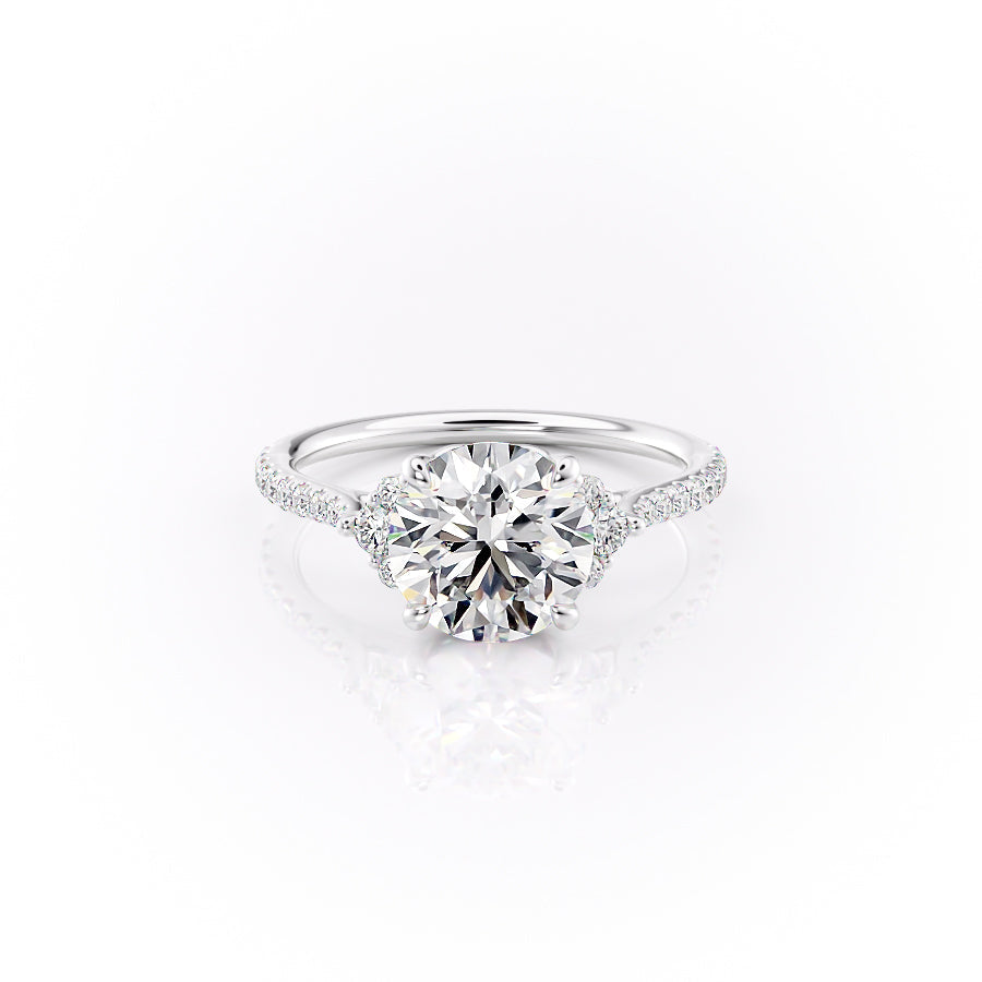 The Victoria Set With A 2.5 Carat Round 18K White Gold Lab Diamond