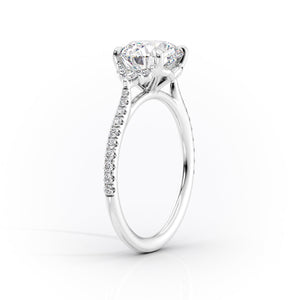 The Victoria Set  With A 3 Carat Round 14K White Gold Moissanite