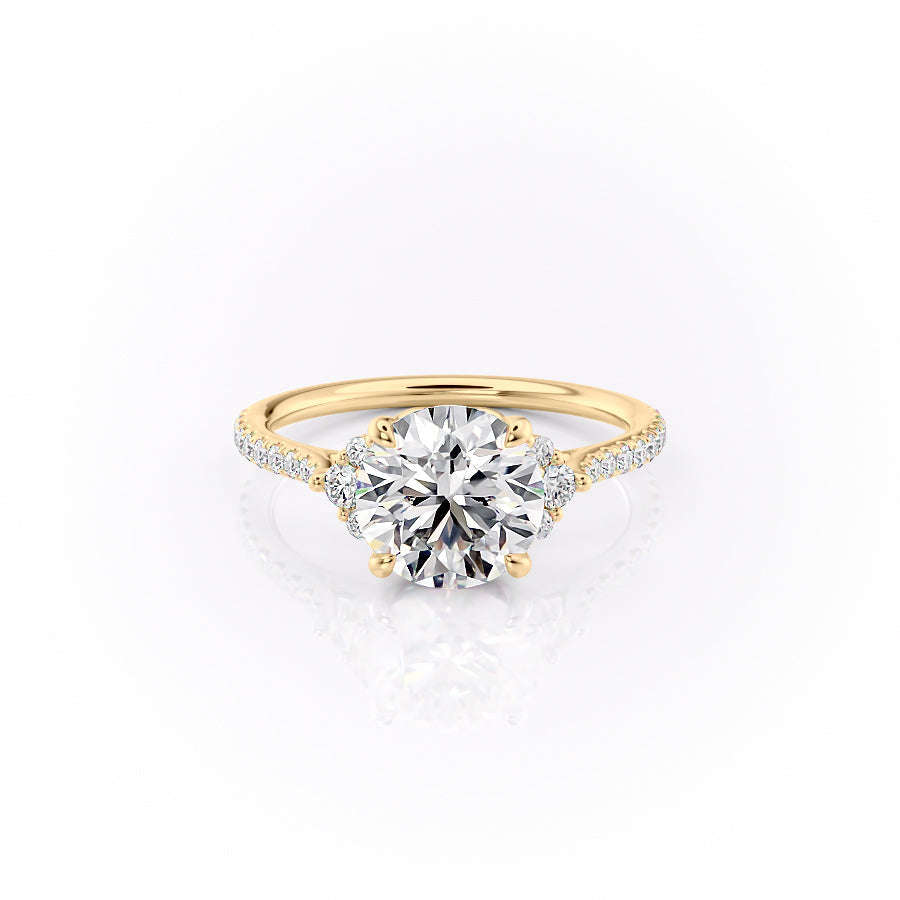 The Victoria Set  With A 1.5 Carat Round 18K Yellow Gold Moissanite