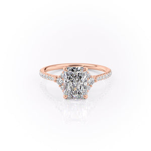 The Victoria Set With A 2.5 Carat Radiant 14K Rose Gold Lab Diamond
