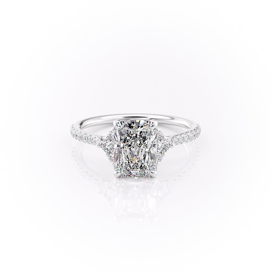 The Victoria Set With A 1.5 Carat Radiant 14K White Gold Lab Diamond